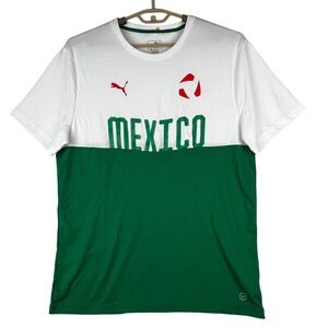Puma Mexico Soccer Shirt Mens XL White Green DryCELL Fan Tee World Cup Support